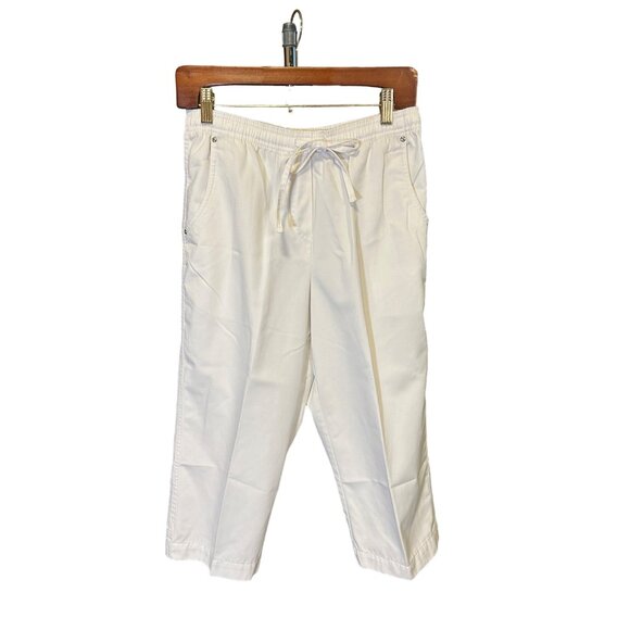 Studio Works Petite White Elastic Waist Cargo Pants Sz 4P - Picture 1 of 7
